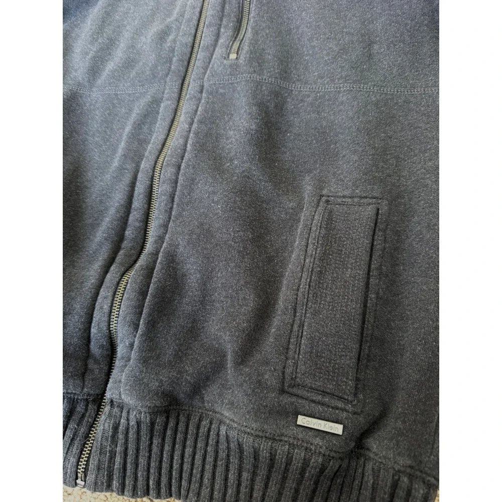 Calvin Klein‎ Men's Full Zip Mock Neck Sweater Jacket Gray Size L